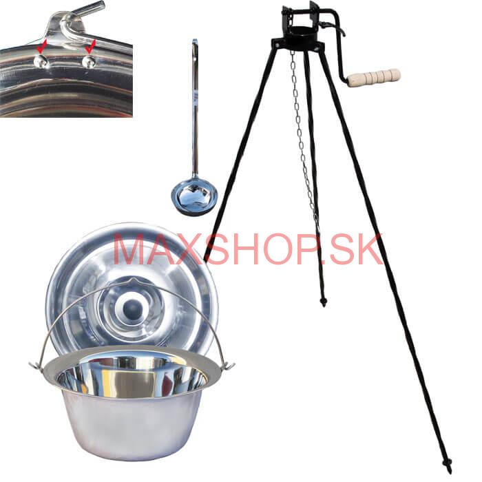 Antikorový kotlík 15 L (0,8 mm) s nitmi + stojan s kladkou VAR