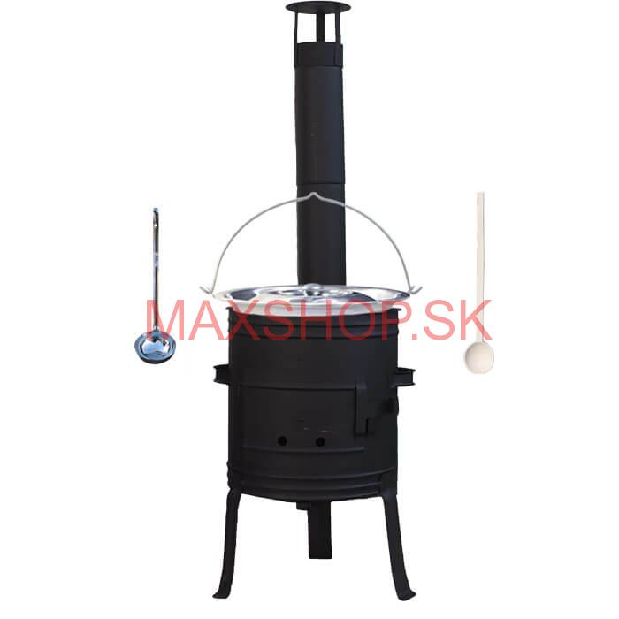 Antikorový kotlík 10 L (1,2 mm) + nízka žiaruvzdorná kotlina 33 cm PLUS 700 + vareška a naberačka