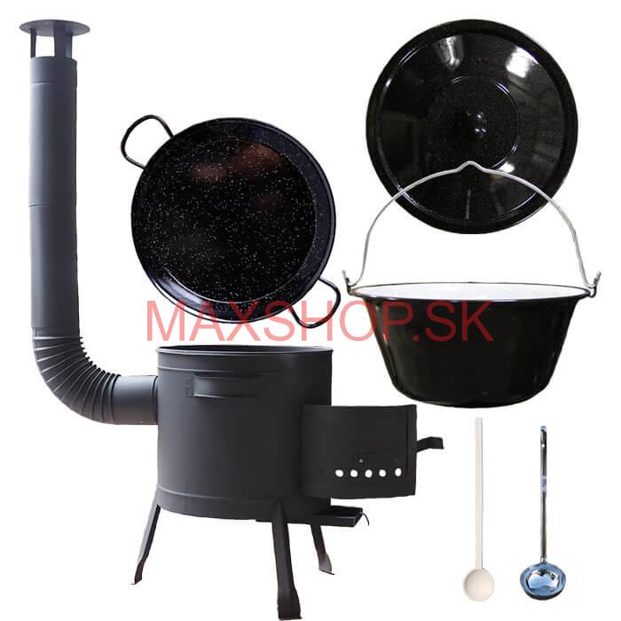 Smaltovaný kotlík 20 L + Paella smaltovaná panvica 46 cm + žiaruvzdorná nízka kotlina 42 PLUS 600