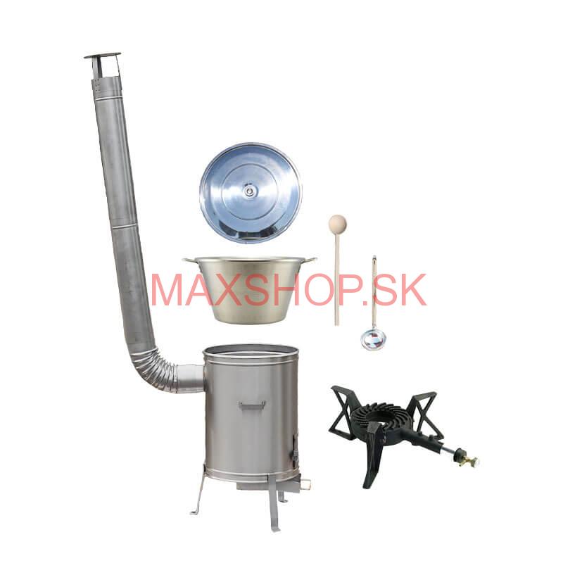 Nerezový kotol 70 L + nerezová kotlina 56 cm LUX + liatinový horák 7 kW BIG PARTY