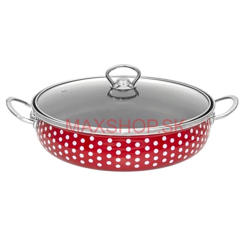 Smaltovaná rajnica so sklenenou pokrievkou 28 cm DECOR