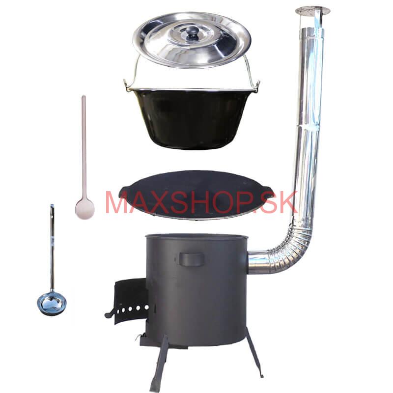 Smaltovaný kotlík 20 L + liatinová panvica 45 cm + žiaruvzdorná kotlina 42 cm PLUS 600