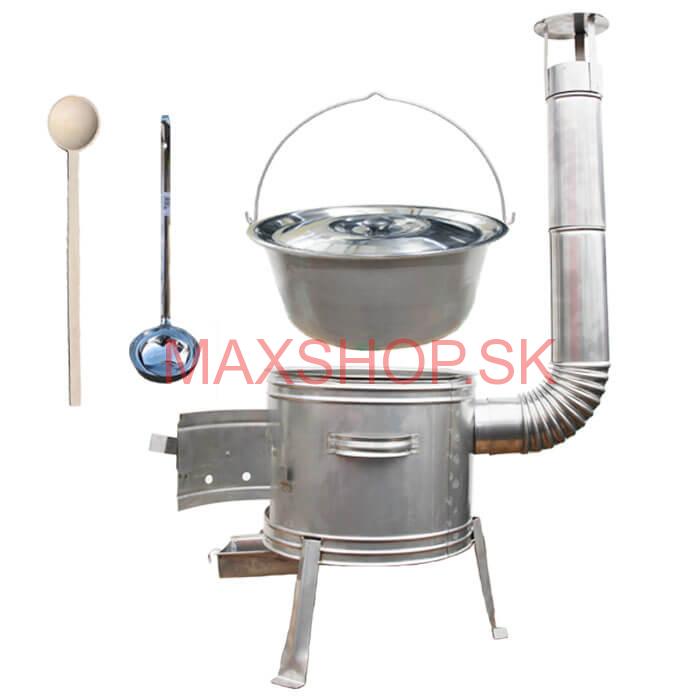 Nerezový kotlík 30 L (1,5 mm) + nerezová kotlina 42 cm TOPLUX + vareška a naberačka