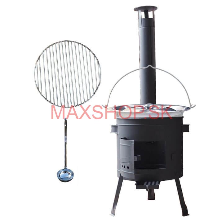 Nerezový kotlík 22 L (0,8 mm) INOX + Nerezový rošt 45 cm + nízka žiaruvzdorná kotlina 42 cm PLUS 600