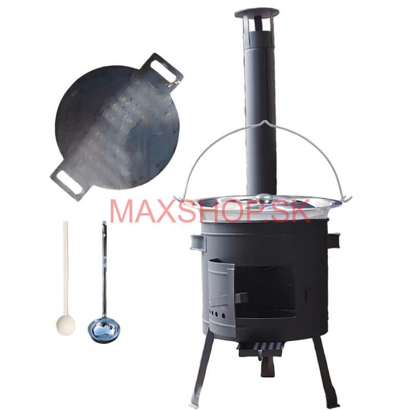 Nerezový kotlík 14 L (0,8 mm) INOX + železná panvica 38 cm UNI + kotlina 36 cm PLUS 600