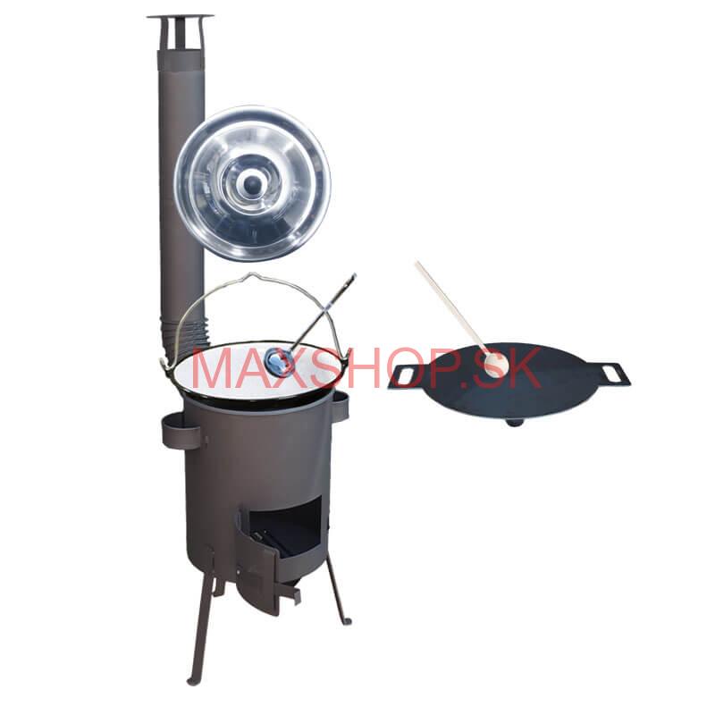 Smaltovaný kotlík 13 L + železná panvica 38 cm UNI + žiaruvzdorná kotlina 36 PLUS 600 4 MM