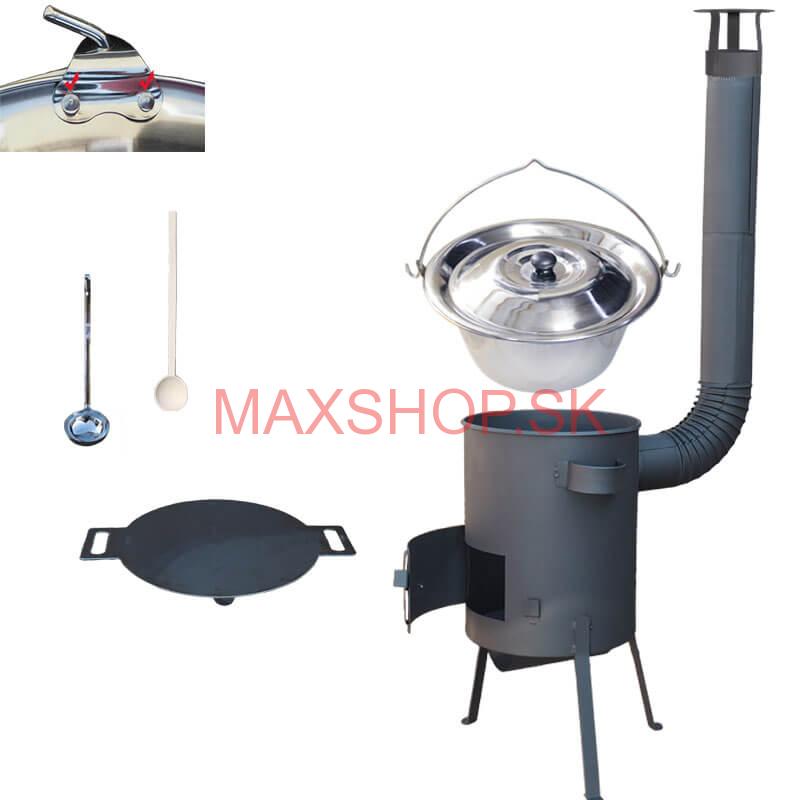 Nerezový kotlík 15 L (0,8 mm) s nitmi + železná panvica 38 cm UNI + kotlina 36 cm PLUS 600 4 MM