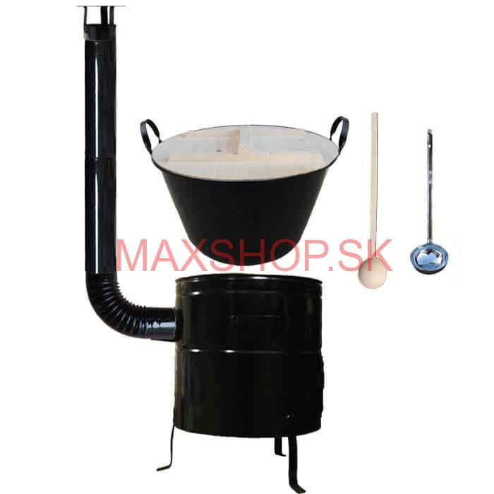 Smaltovaný kotol 100 L + kovová kotlina 60 cm + vareška a naberačka BIG PARTY