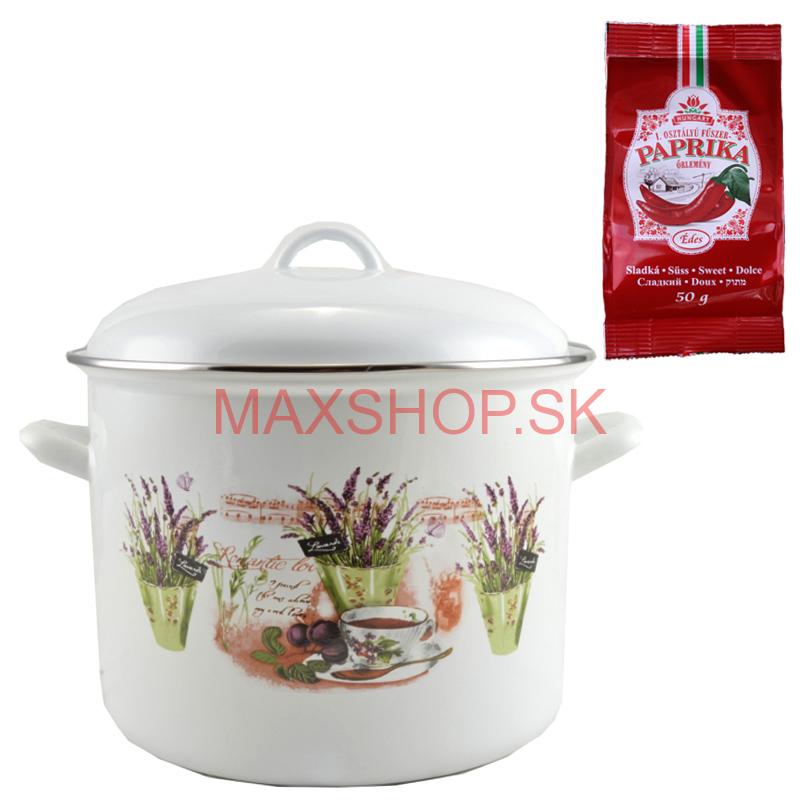 Smaltovaný hrniec s pokrievkou 10,4 L levanduľa