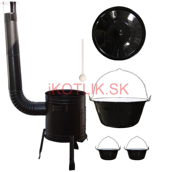 Smaltovaný kotlík 8 L (1,2 mm) + kovová kotlina 31 CLASSIC (KOV) + 2 smaltované servírovacie kotlíky 0,8 L