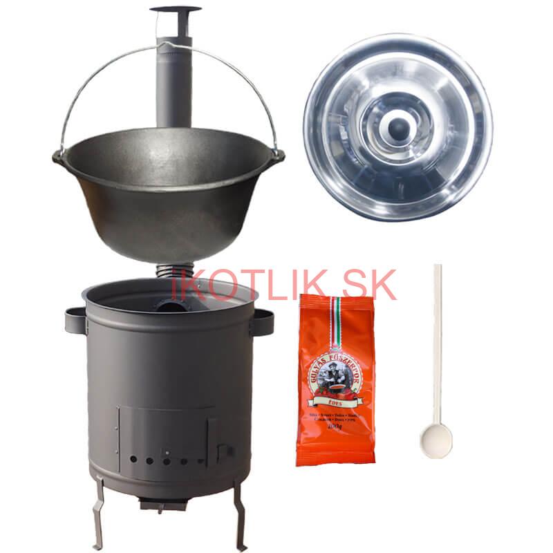 Liatinový kotlík 16 L + Hrubostenná kotlina 36 cm (1,5 mm) STRONG + žiaruvzdorná farba Plus 600