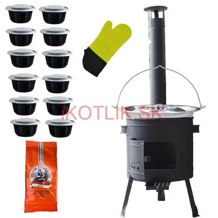 Nerezový kotlík 22 L (0,8 mm) + misky 12 ks + nízka žiaruvzdorná kotlina (1,0 mm) 42 PLUS 600