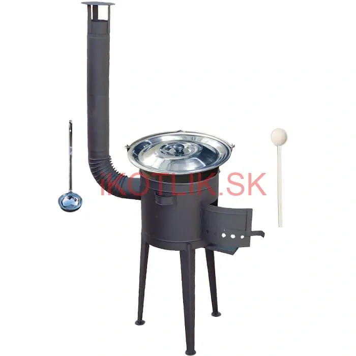 Nerezový kotlík 20 L (1,5 mm) + vysoká žiaruvzdorná kotlina (2,0 mm) HODO 42 cm PLUS 600 + vareška + naberačka