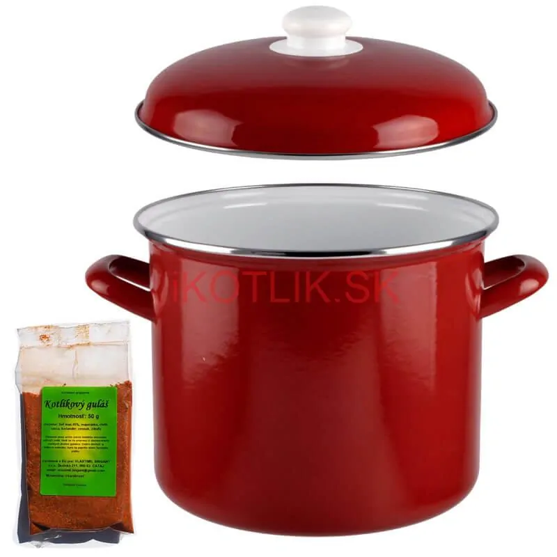 Smaltovaný hrniec s pokrievkou 6,9 L červený + pikantná zmes korenia 50 g Kotlíkový guláš