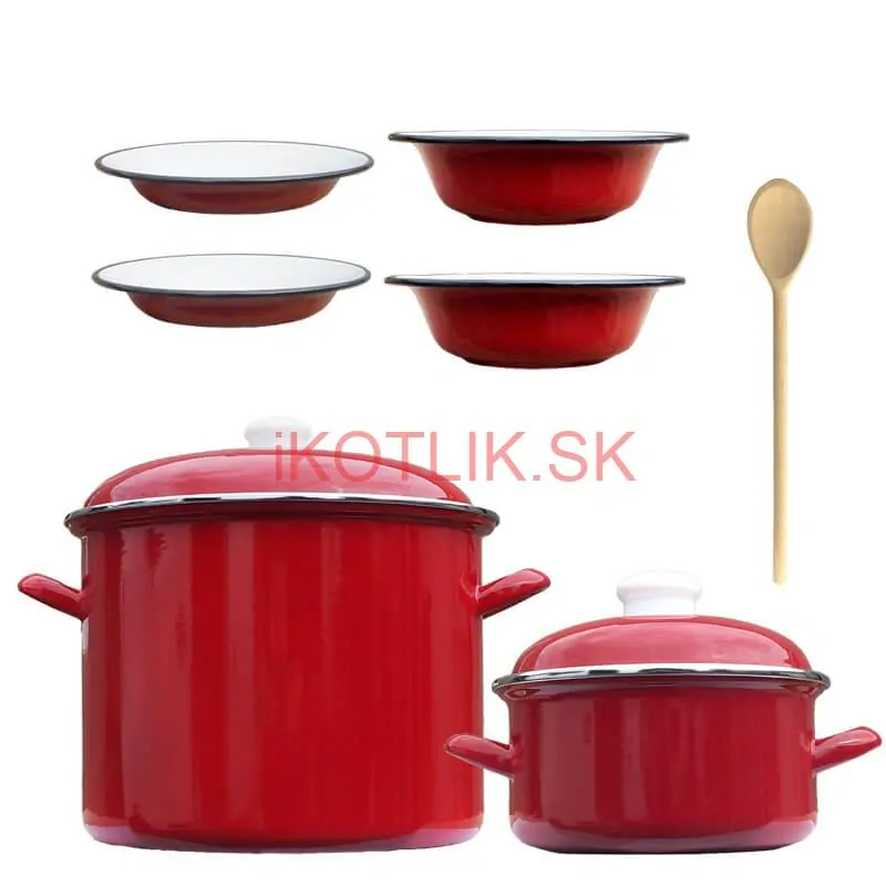 Smaltovaný hrniec s pokrievkou 4 l +  Smaltovaný kastról s pokrievkou 2 L + taniere Classic