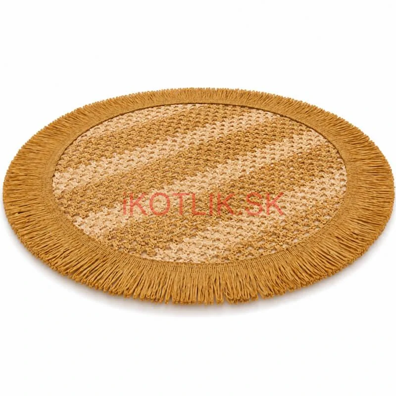 Okrúhla prírodná podložka pod tanier so strapcami 37 cm