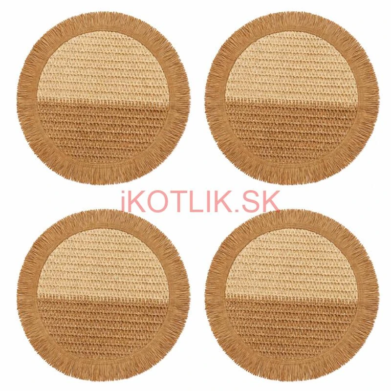 Prírodné podložky pod tanier so strapcami 37 cm, 4 ks