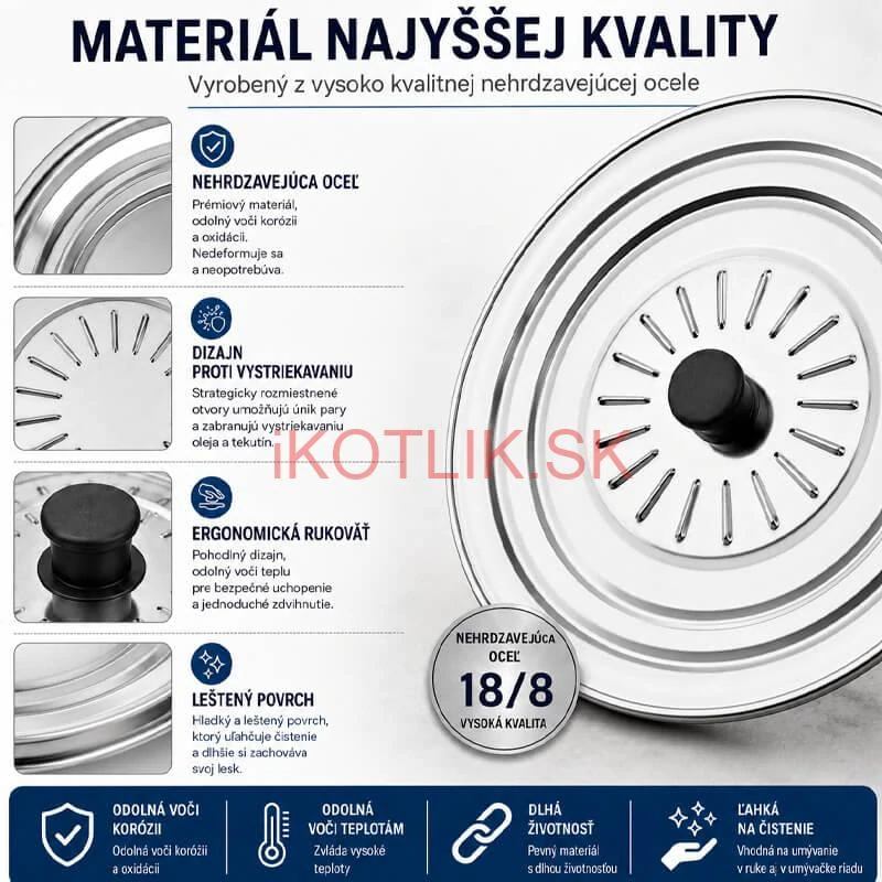 Nerezová pokrievka proti striekaniu 32 cm