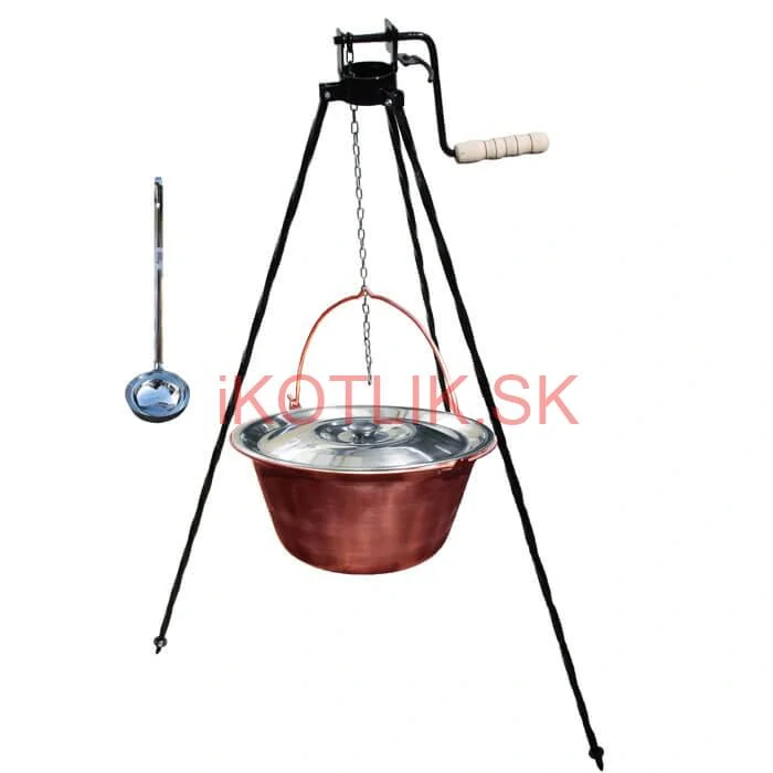 Medený kotlík 14 L (1,2 mm) + pokrievka + stojan s kladkou VAR