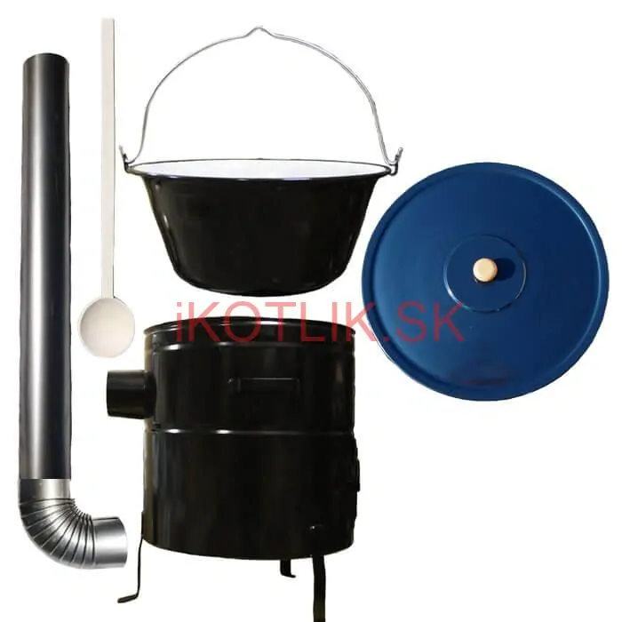 Smaltovaný kotlík 40 L (1,2 mm) + kovová kotlina 53 CLASSIC (KOV) + dymovod Max Party