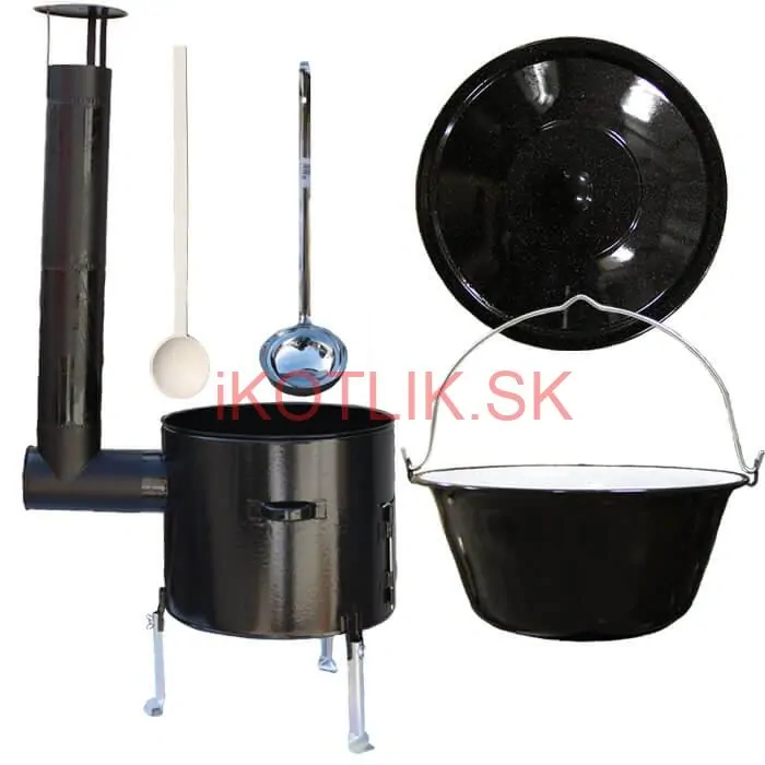 Smaltovaný kotlík 16 L (1,2 mm) + smaltovaná kotlina 39 cm + vareška a naberačka Easy party