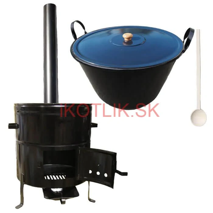 Zabíjačkový smaltovaný kotol 50 L + kovová kotlina 50 cm + dymovod