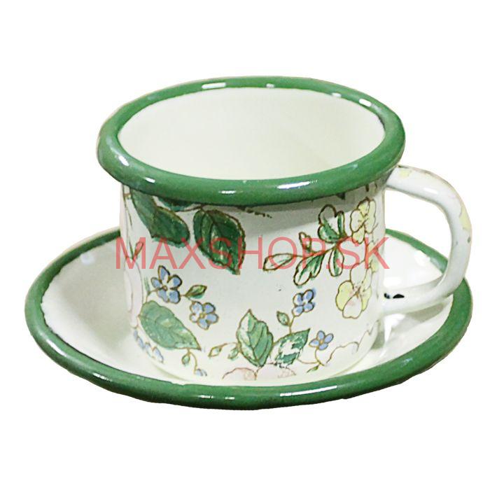 Smaltovaná šálka + podšálka