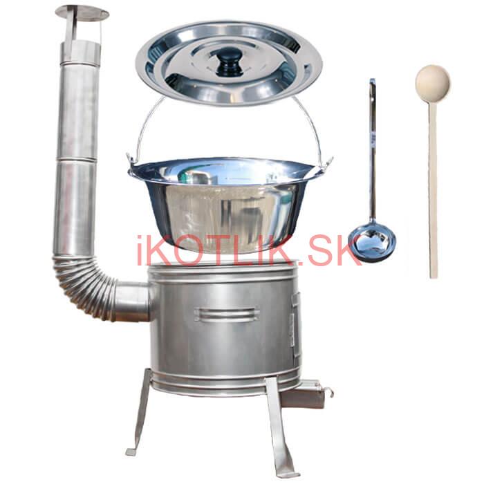 Antikorový kotlík 8 L (0,8 mm) + nerezová kotlina 31 cm + vareška a naberačka TOPLUX