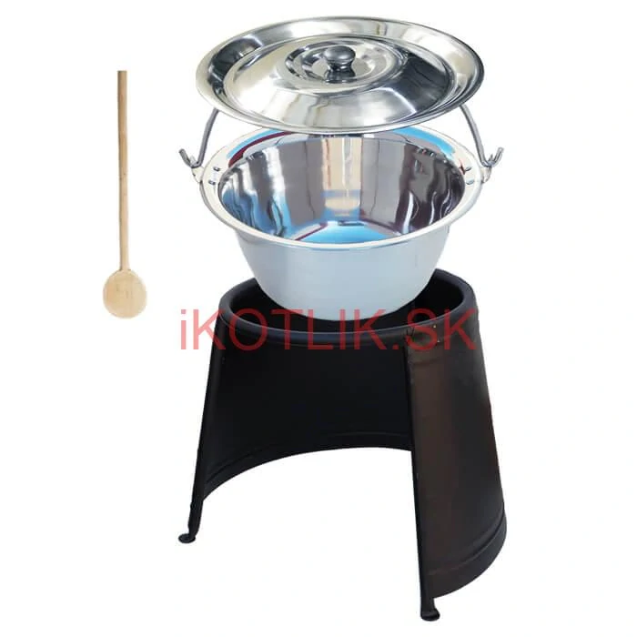 Nerezový kotlík 14 L (0,8 mm) + pokrievka + chránič plameňa