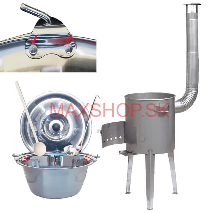 Zosilnený nerezový kotlík 15 L + nerezová kotlina 36 cm LUXUS