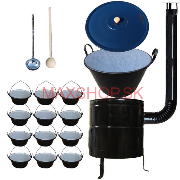 Smaltovaný kotol 60 L + servírovacie kotlíky (12 ks) BIG PARTY