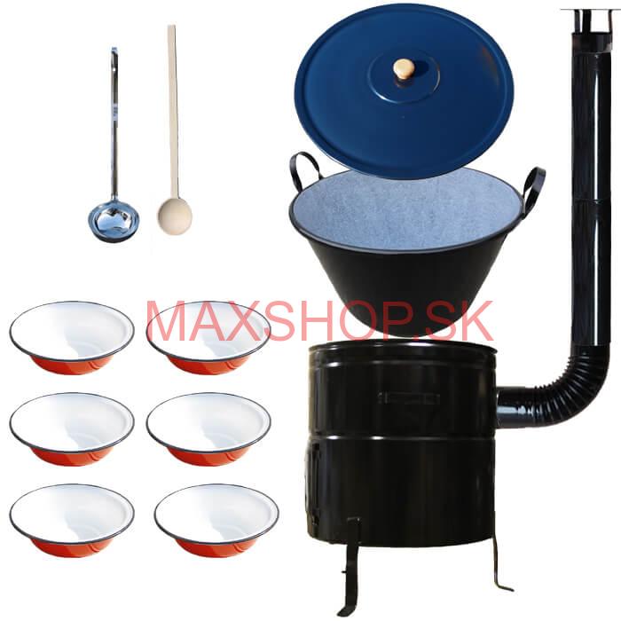 Smaltovaný kotol 60 L + smaltované taniere BIG PARTY