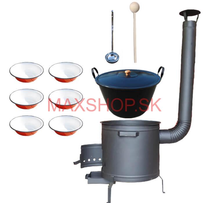 Smaltovaný kotol 70 L + smaltované taniere 6 ks PLUS 600