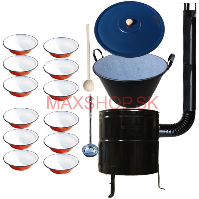 Smaltovaný kotol 80 L + smaltované taniere 12 ks BIG PARTY