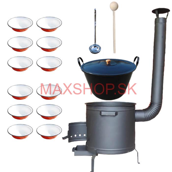 Smaltovaný kotol 80 L + smaltované taniere 12 ks PLUS 600