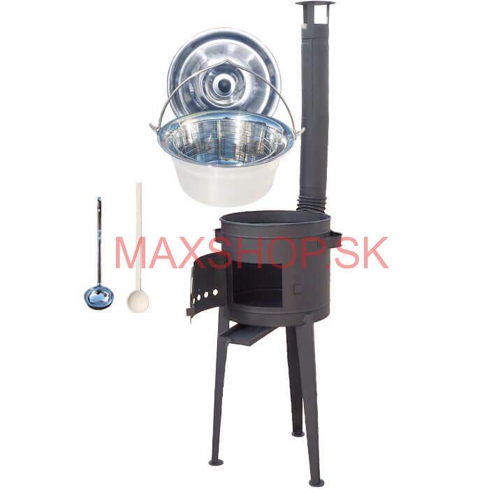 Nerezový kotlík 20 L (1,2 mm) + drôtený kôš + vysoká žiaruvzdorná kotlina 42 PLUS 600