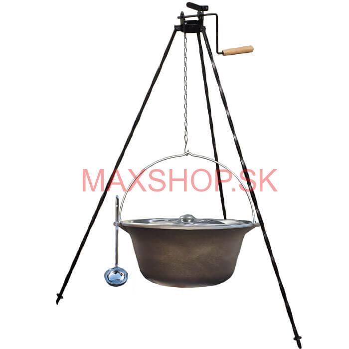 Liatinový kotlík 10,8 L + stojan s kladkou VAR