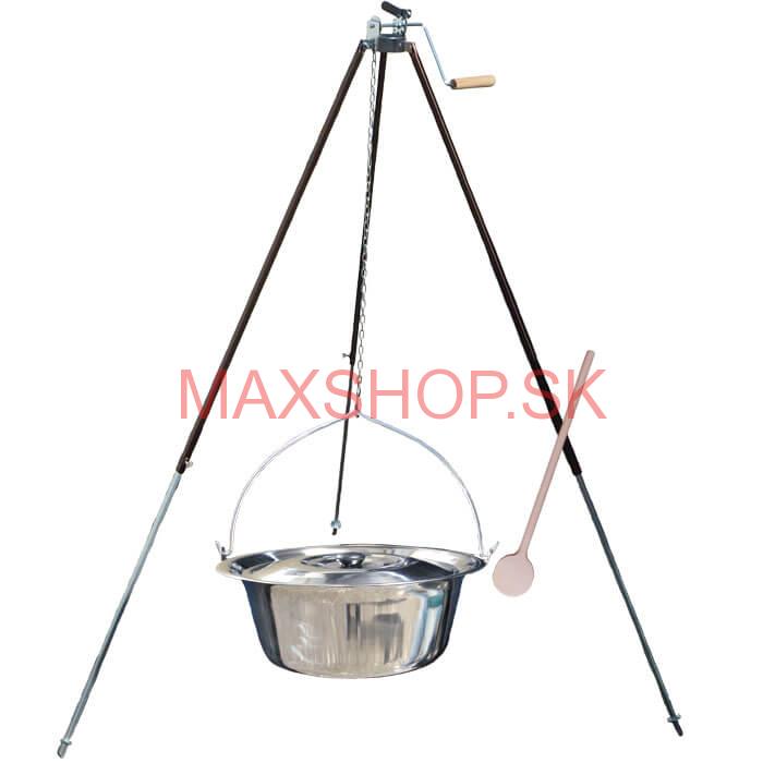 Antikorový kotlík 15 L (1,2 mm) + teleskopická trojnožka s poistnou kladkou + pokrievka