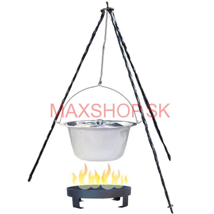 Antikorový kotlík 10 L (0,8 mm) + Ohnisko + stojan 1,2 m