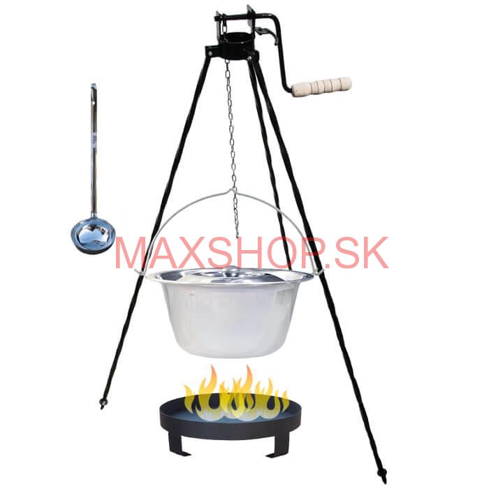 Antikorový kotlík 14 L (0,8 mm) + Ohnisko + stojan s kladkou VAR