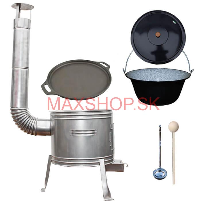 Smaltovaný kotlík 20 L + Liatinová panvica 43 cm + nerezová kotlina 42 cm TOPLUX