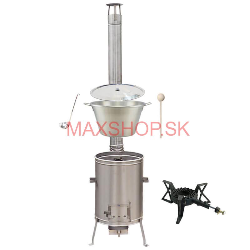 Nerezový kotol 70 L + nerezová kotlina 56 cm LUX + liatinový horák 7 kW BIG PARTY