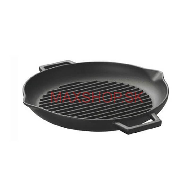 Liatinová panvica na grilovanie 31 cm s výlevkami BBQ