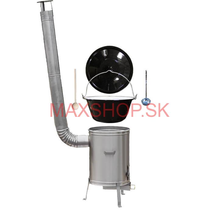 Smaltovaný kotlík 25 L (1,2 mm) + nerezová kotlina 42 cm LUX  + vareška a naberačka