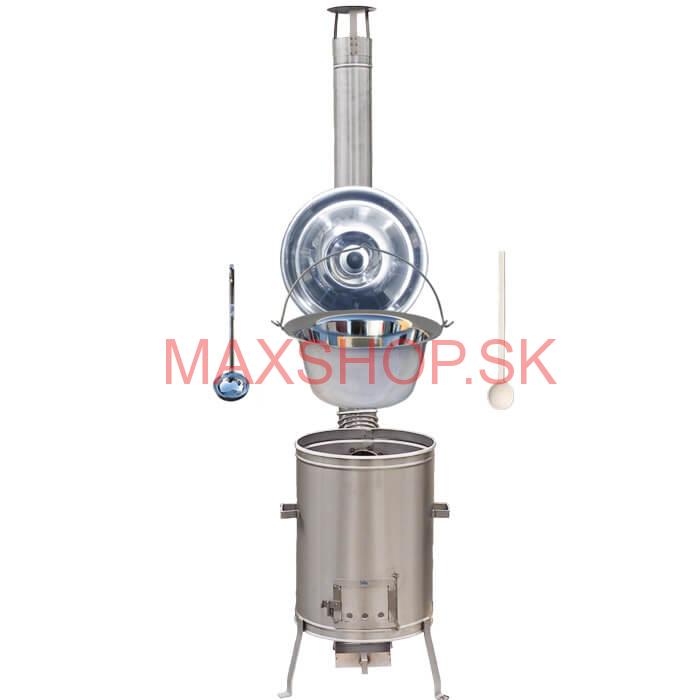 Nerezový kotlík 30 L (0,8 mm) zosilnený s nitmi + nerezová kotlina 45 cm LUX + vareška a naberačka