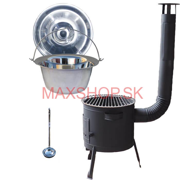 Nerezový kotlík 22 L (0,8 mm) INOX + Nerezový rošt 45 cm + nízka žiaruvzdorná kotlina 42 cm PLUS 600