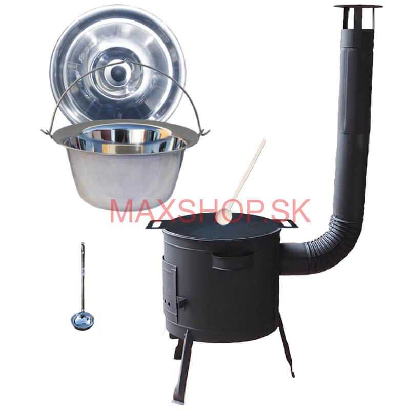 Nerezový kotlík 14 L (0,8 mm) INOX + železná panvica 38 cm UNI + kotlina 36 cm PLUS 600