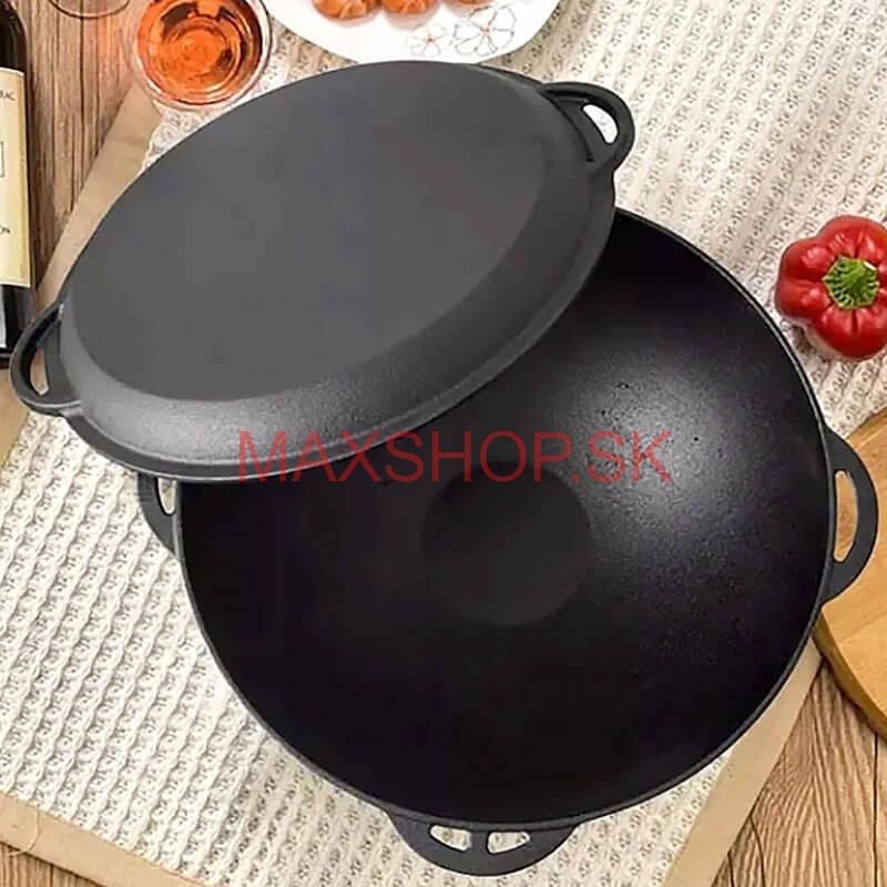 Liatinový wok s pokrievkou (panvicou) 32 cm 3 v 1