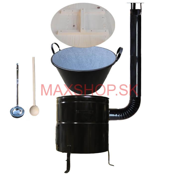 Smaltovaný kotol 100 L + kovová kotlina 60 cm + vareška a naberačka BIG PARTY