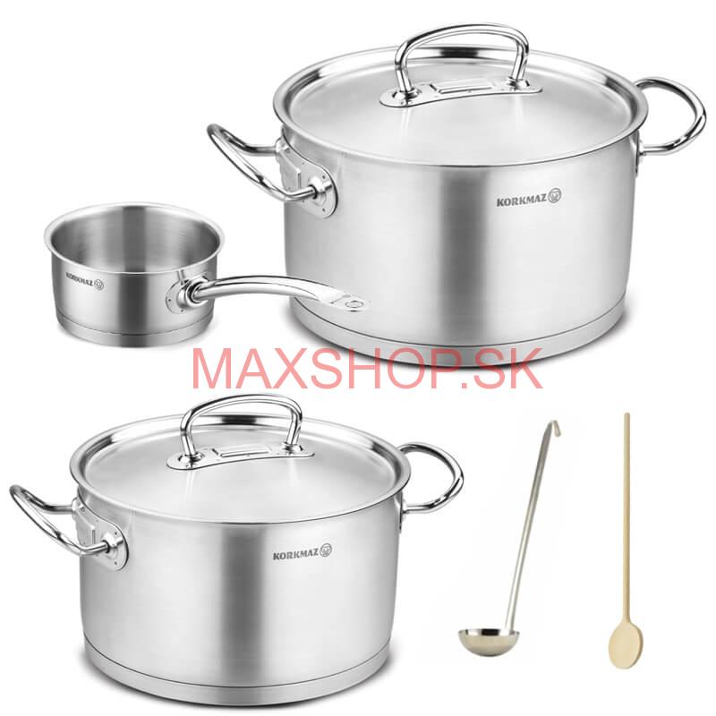 Sada nerezových hrncov s pokrievkou + rajnica 2 + 1 ks 6 L, 10 L, 2,8 L